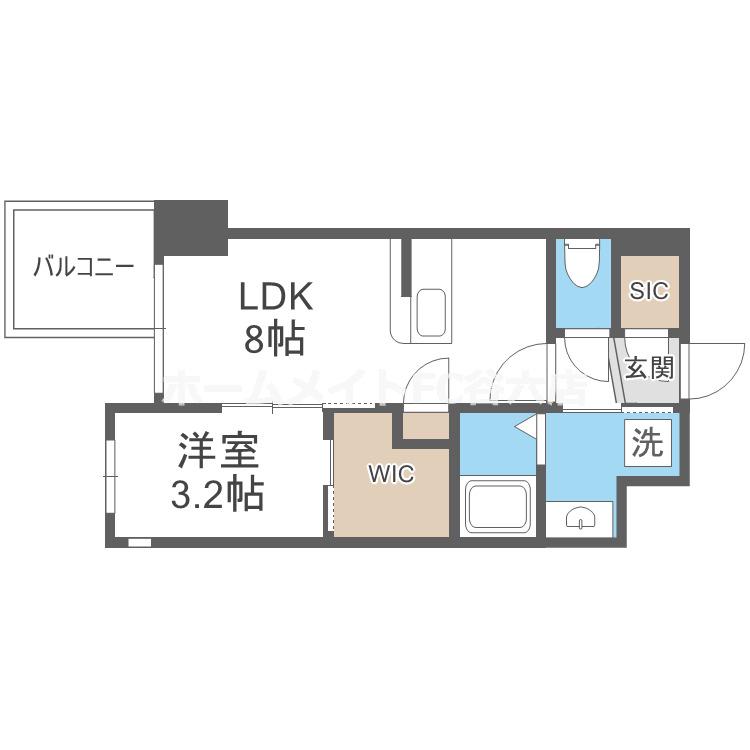 セレニテ東梅田アリエ(1LDK/8階)の間取り写真