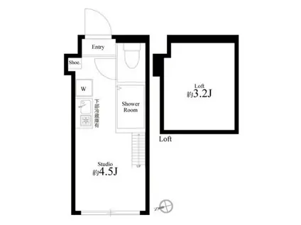 ハーモニーテラス池袋本町(ワンルーム/1階)の間取り写真