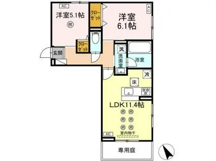 リバーサイドベース(2LDK/2階)の間取り写真