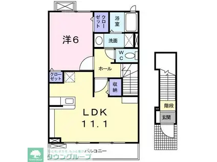 リズ コリーヌ(1LDK/2階)の間取り写真