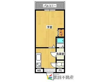 ラ・エスペランサ(1K/4階)の間取り写真