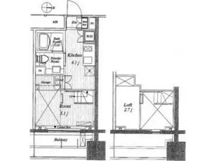レジディア錦糸町II(ワンルーム/2階)の間取り写真