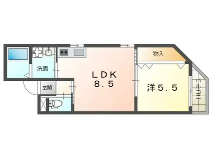 グレートヒルズ7番館(1LDK/2階)の間取り写真