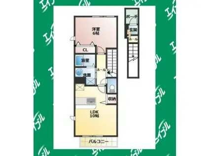 ヴィオラ・トゥール(1LDK/2階)の間取り写真