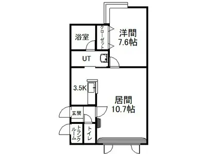 ルアンA(1LDK/1階)の間取り写真