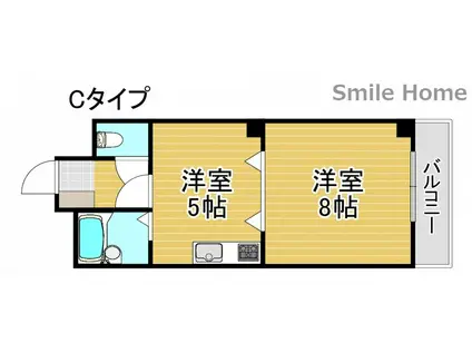 アーク住之江(1DK/3階)の間取り写真