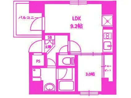 ル・ジュジュヨコハマ(1LDK/7階)の間取り写真