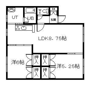 コンチネンタル6・19(2LDK/1階)の間取り写真