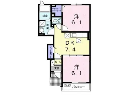 プロムナード(2DK/1階)の間取り写真