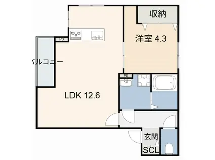 SUCCESS ONE(1LDK/1階)の間取り写真