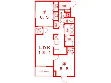 フレンドシップいこのべII(2LDK/4階)の間取り写真