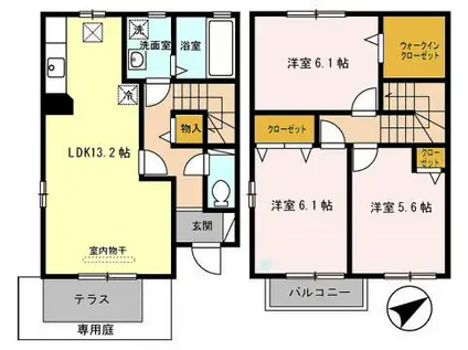 パークハイム向陽(3LDK/1階)の間取り写真