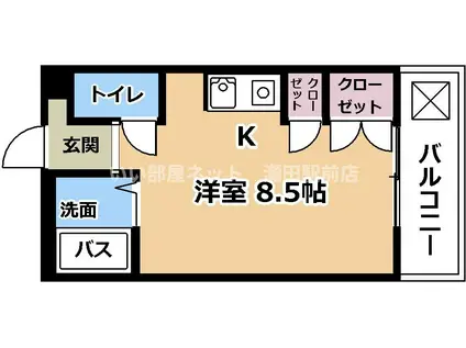 グランドハイツ柴原 A棟(ワンルーム/2階)の間取り写真