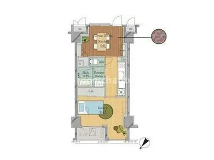 JP NOIE 横浜平沼(1LDK/9階)の間取り写真