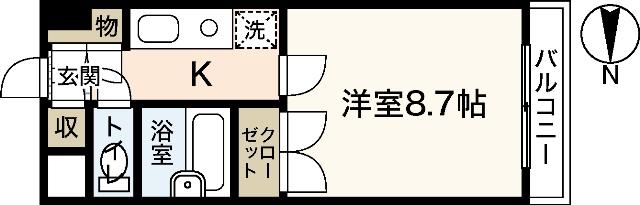 3RD IKEMOTO(1K/3階)の間取り写真