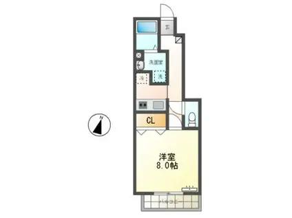 セレニティコートII(1K/1階)の間取り写真