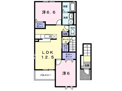 アンジュール・YNF(2LDK/2階)の間取り写真