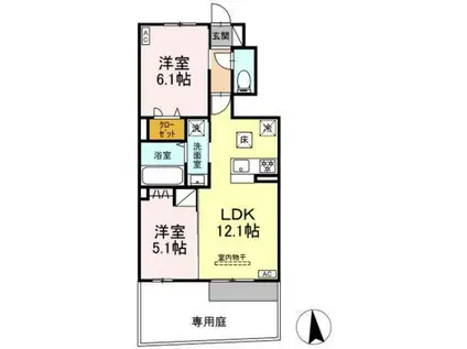 D-ROOM八本松東(2LDK/1階)の間取り写真