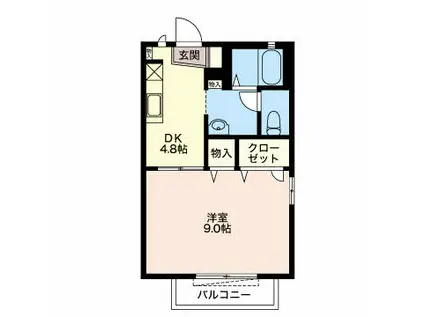 タウンコートながら A棟(1DK/2階)の間取り写真