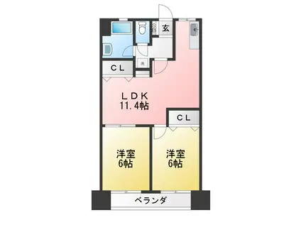 川口並木町ビル(2LDK/11階)の間取り写真