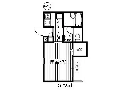 フォレスタ春日(1K/2階)の間取り写真