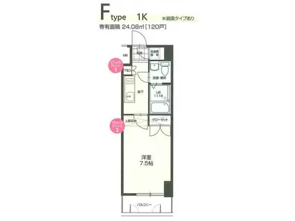 NO.70 ORIENTBLD(1K/14階)の間取り写真