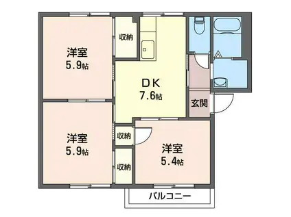 エスポワール(3DK/2階)の間取り写真