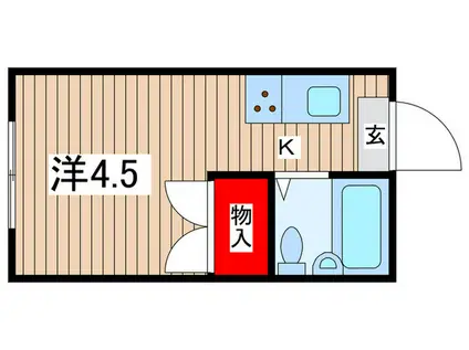 スカイハイツ(ワンルーム/2階)の間取り写真