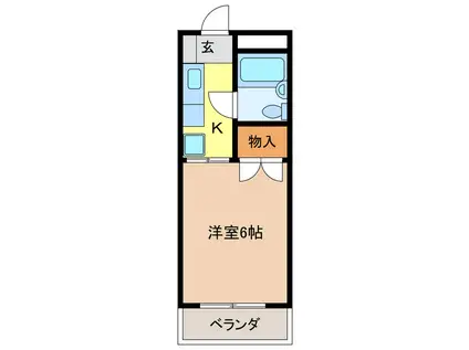 リズ スクエア 南棟(1K/2階)の間取り写真