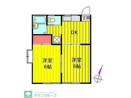 サンフラワーコーポ(2DK/2階)の間取り写真