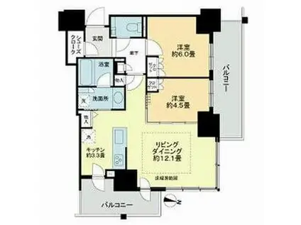 ザ・札幌タワーズ ウエストタワー(2LDK/4階)の間取り写真