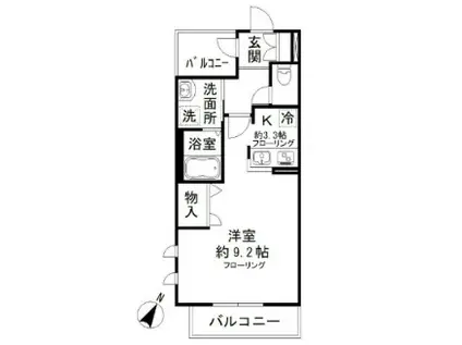 キリエメゾン国立(1K/3階)の間取り写真