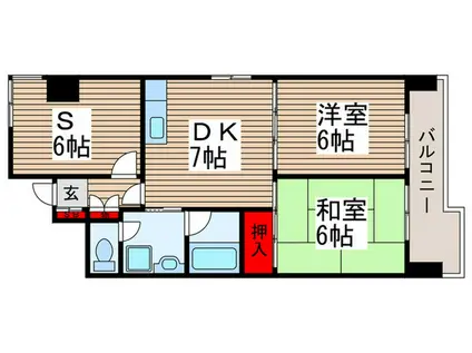 第124新井ビル(2SDK/7階)の間取り写真