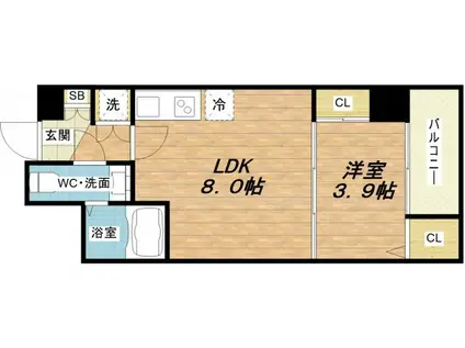 セレニテ本町グランデ(1LDK/10階)の間取り写真