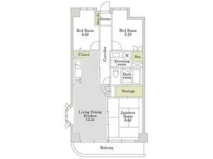 アーバンパーク三ツ池公園 S棟(3LDK/5階)の間取り写真