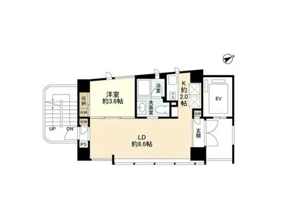 山王MOOK(1LDK/5階)の間取り写真