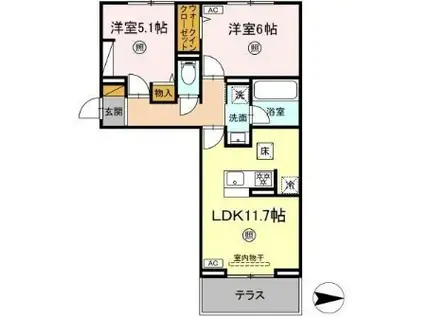 ディア ライフ(2LDK/1階)の間取り写真