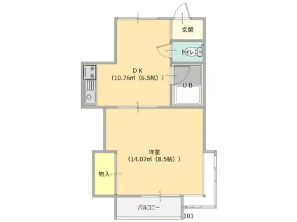 日栄ハイツ13(1DK/2階)の間取り写真