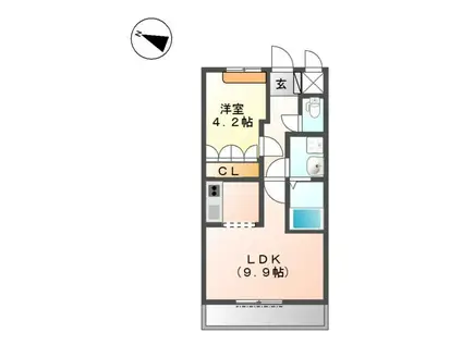 アシューレ(1LDK/1階)の間取り写真