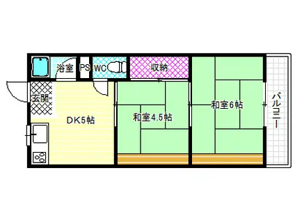 ソレイユハイツ(2DK/2階)の間取り写真