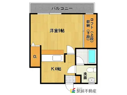 ハイデンス長浜(1DK/1階)の間取り写真