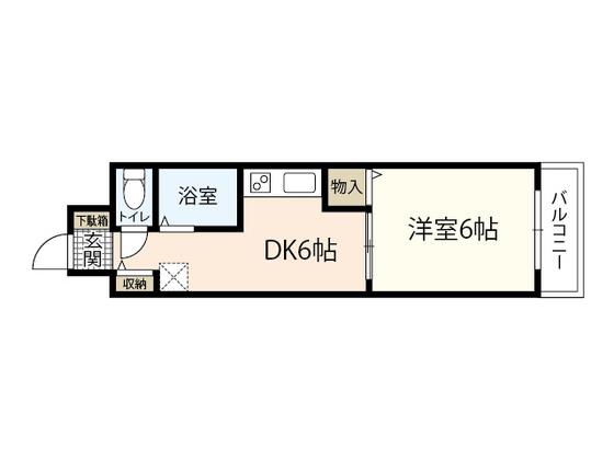 グランドール西旭町(1DK/2階)の間取り写真