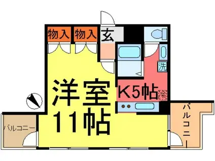 ホワイトコートIII(ワンルーム/2階)の間取り写真