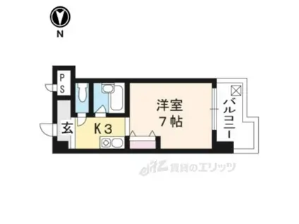 ホープ堀川(1K/4階)の間取り写真