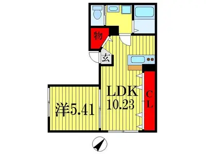 イデアル稲毛海岸(1LDK/1階)の間取り写真
