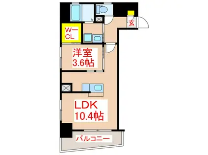 パラディーゾ柳町(1LDK/2階)の間取り写真