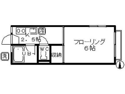 ホワイトコート(1K/2階)の間取り写真