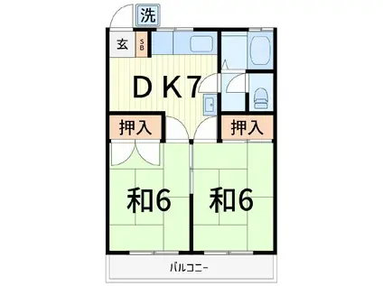 第三シルクハイツ(2DK/2階)の間取り写真