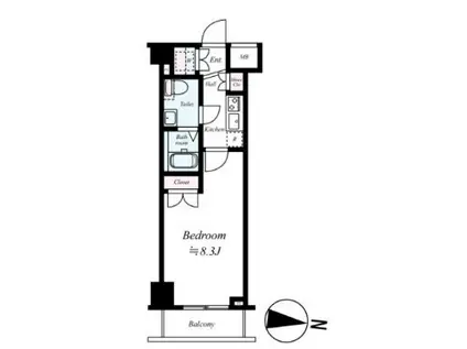 トラディスライズ錦糸町(1K/4階)の間取り写真