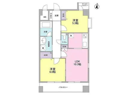 コスモリード本所吾妻橋(2DK/6階)の間取り写真